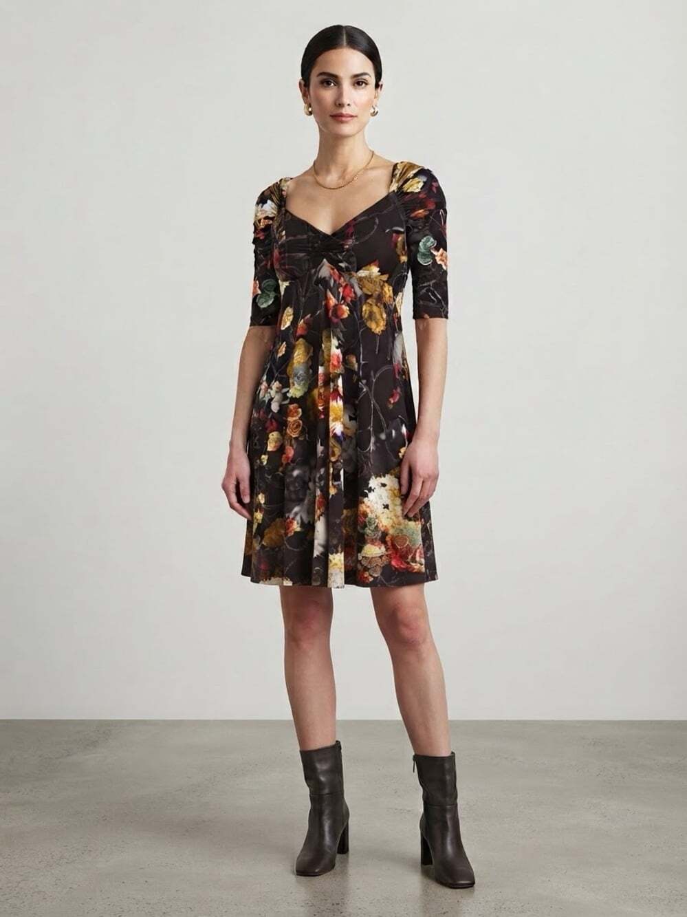 Roberto Just Cavalli Black Slip on Floral Jersey Mini Dress Sz-S Y2K Whimsigoth